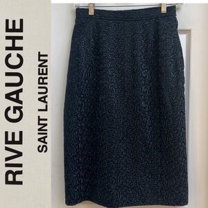 Vintage YSL Saint Laurent Rive Gauche Black Pencil Skirt 40